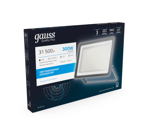 Прожектор светодиодный Qplus 300W 36000lm 6500K 175-265V IP65 графитовый LED 1/2  690511300  Gauss