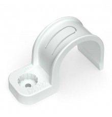 Крепеж-скоба пластиковая односторонняя для прямого монтажа белая в п/э д32 (25шт/375шт уп/кор)  PR13.0379  Промрукав