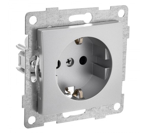Bravo Розетка 1-ой с/з с з/ш, СУ , 16А, 250В, серебро  С10Р4-004  GUSI Electric