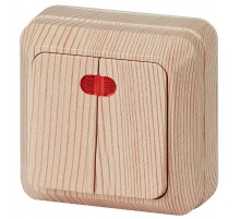 2-105-11 Intro Выключатель двойной с подсветкой, 10А-250В, IP20, ОУ, Quadro, сосна  Б0027645  Intro