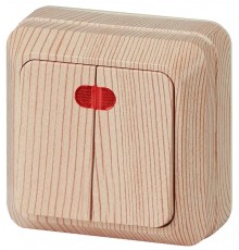 2-105-11 Intro Выключатель двойной с подсветкой, 10А-250В, IP20, ОУ, Quadro, сосна  Б0027645  Intro