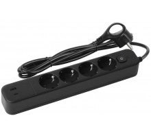 Сетевой фильтр  USF-4es-1,5m-2xUSBAC-B с базовой защитой с заземлением с выкл. 4 розетки+2xUSBA+C 2,4A 1,5м 10А   Б0059572  ЭРА