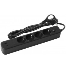 Сетевой фильтр  USF-4es-1,5m-2xUSBAC-B с базовой защитой с заземлением с выкл. 4 розетки+2xUSBA+C 2,4A 1,5м 10А   Б0059572  ЭРА