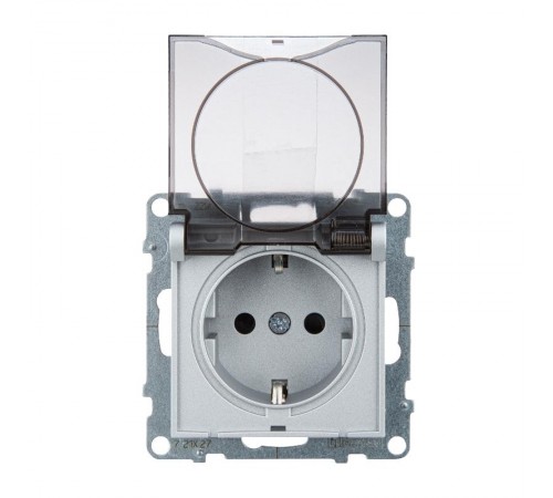 SUNO Силовая розетка 2К+З 16А 250В. С крышкой IP21. С защитными шторками. Безвинтовые зажимы Цвет "Алюминий"  721327  Legrand