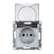 SUNO Силовая розетка 2К+З 16А 250В. С крышкой IP21. С защитными шторками. Безвинтовые зажимы Цвет "Алюминий"  721327  Legrand