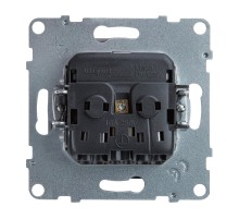 SUNO Силовая розетка 2К+З 16А 250В. С крышкой IP21. С защитными шторками. Безвинтовые зажимы Цвет "Алюминий"  721327  Legrand