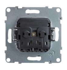 SUNO Силовая розетка 2К+З 16А 250В. С крышкой IP21. С защитными шторками. Безвинтовые зажимы Цвет "Алюминий"  721327  Legrand