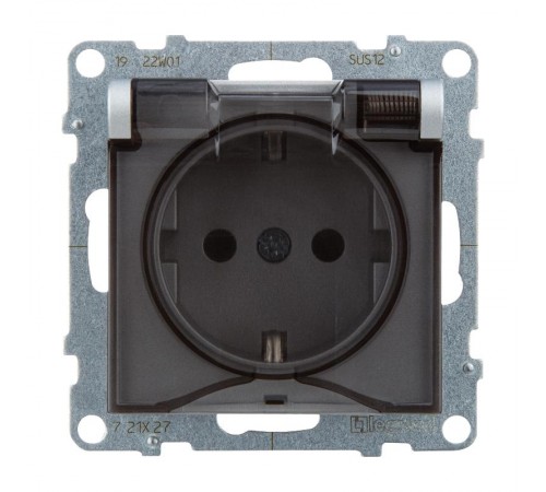 SUNO Силовая розетка 2К+З 16А 250В. С крышкой IP21. С защитными шторками. Безвинтовые зажимы Цвет "Алюминий"  721327  Legrand