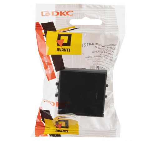 Выключатель одноклавишный модульный, "Avanti", "Черный матовый", 2 модуля  4412102  DKC