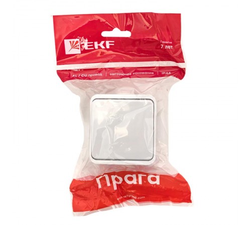 Прага Выключатель 1-клавишный 10А IP44 белый EKF  EKV10-021-10-44  EKF