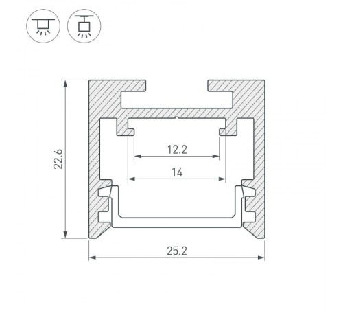 Профиль SL-LINE-2522-2500 BLACK (Arlight, Алюминий)  033737  Arlight