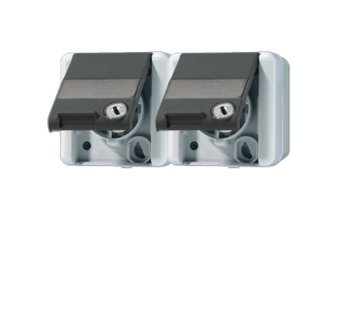 Двойная горизонтальная SCHUKO-розетка 16A 250V~ с полем для надписи IP44 8220NAWSL Jung