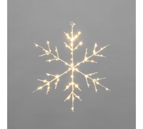 Снежинка подвесная на металлическом каркасе 30 см, 84 LED, теплый белый, питание 2хАА (не в комплекте)  501-056  NEON-NIGHT