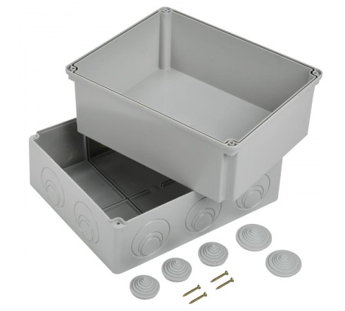 Коробка распределительная КМ41274 для о/п 240х195х165 мм IP55 (RAL7035, кабельные вводы 5 шт)  UKO10-240-195-165-K41-55  IEK