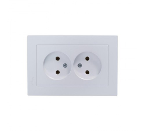 AtlasDesign Жемчуг Розетка без заземления двойная, 16А, (в сборе с рамкой)  ATN000420  SE
