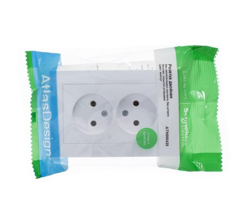 AtlasDesign Жемчуг Розетка без заземления двойная, 16А, (в сборе с рамкой)  ATN000420  SE