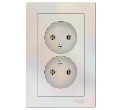 AtlasDesign Жемчуг Розетка без заземления двойная, 16А, (в сборе с рамкой)  ATN000420  SE