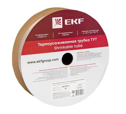 Термоусаживаемая трубка ТУТ 25/12,5 прозрачная рулон PROxima  tut-25-tr  EKF