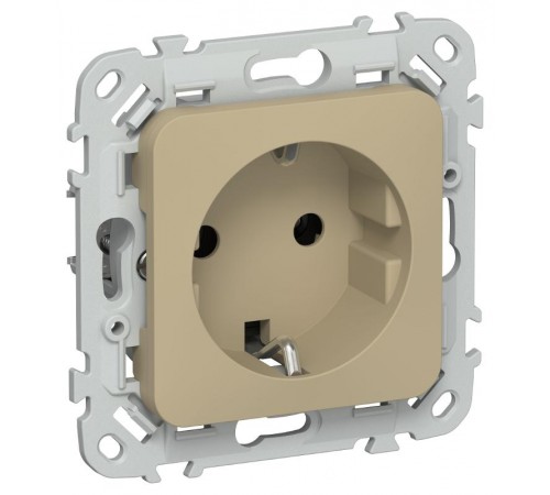 FLITE Розетка с заземлением без шторок быстрозажимные клеммы 16А РС11-1-ФлХ хаки  FI-R11-16-1-K59  IEK