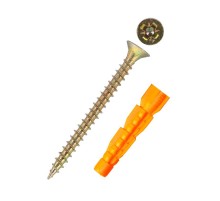 Саморез ШУж 5,0х70 пот. гол. + дюбель унив 8х52 (9 шт) - пакет ( 0,064 кг)  112941  Tech-KREP