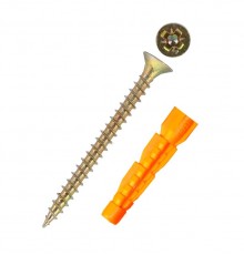Саморез ШУж 5,0х70 пот. гол. + дюбель унив 8х52 (9 шт) - пакет ( 0,064 кг)  112941  Tech-KREP