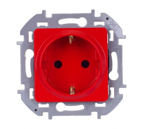 Inspiria Красный Розетка с заземлением, со шторками 16А 250В винтовые зажимы  673734  Legrand