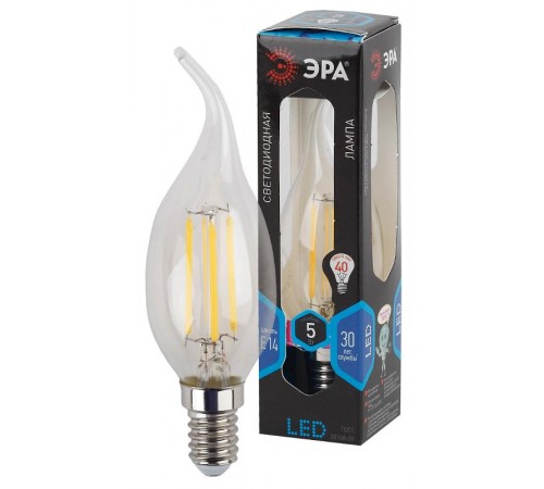 Лампа светодиодная LED 5Вт E14 220В 4000К F-LED BXS свеча на ветру  Б0019005  ЭРА