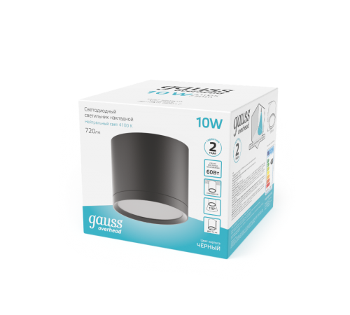 Светильник светодиодный декоративный бытовой с рассеивателем HD017 10W (черный) 4100K 88х75мм  HD017  Gauss