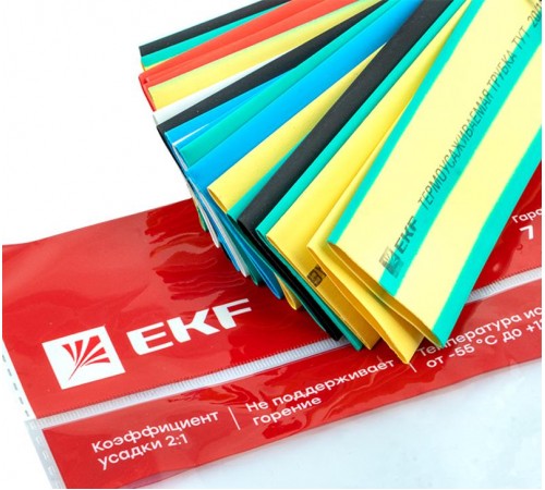 Термоусаживаемая трубка ТУТ нг 20/10 набор:7 цветов по 3шт. 100мм. EKF PROxima  tut-n-20  EKF