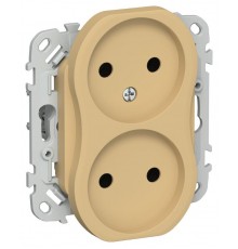 FLITE Розетка 2-ая без заземления без шторок 10А РС02-0-ФлШм шамуа  FI-R20-10-K89  IEK