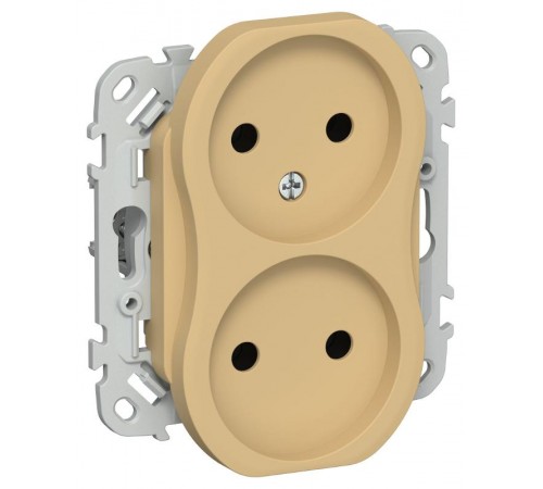 FLITE Розетка 2-ая без заземления без шторок быстрозажимные клеммы 10А РС02-1-ФлШм шамуа  FI-R20-10-1-K89  IEK