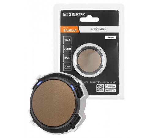 Выключатель 1-кл. 16А 250В кнопочный механизм бронза, "Байкал"   SQ1819-0422  TDM