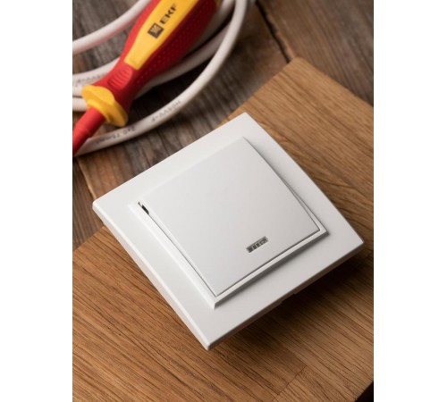 Минск Выключатель 1-клавишный СП с индикатором,10А, белый EKF Basic  ERV10-121-10  EKF