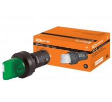 Переключатель на 2 положения с фиксацией SB7-CK2361-220V короткая ручка(LED) d22мм 1з зеленый  SQ0746-0053  TDM