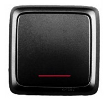 Выключатель открытой установки, одноклавишный, с индикацией, с изолирующей пластиной, цвет черный  ВА10-114-08  HEGEL