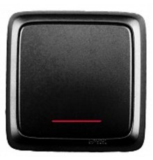 Выключатель открытой установки, одноклавишный, с индикацией, с изолирующей пластиной, цвет черный  ВА10-114-08  HEGEL