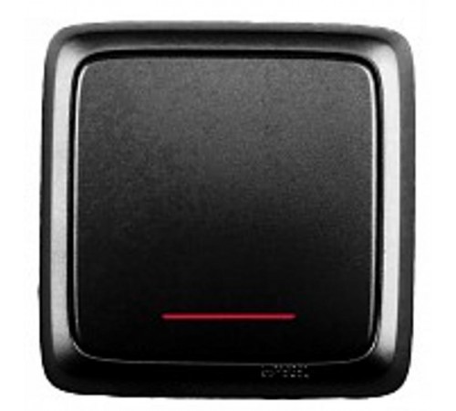 Выключатель открытой установки, одноклавишный, с индикацией, с изолирующей пластиной, цвет черный  ВА10-114-08  HEGEL