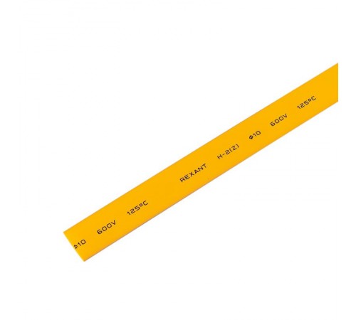 Термоусадочная трубка 10,0/5,0 мм, желтая, упаковка 50 шт. по 1 м  21-0002  REXANT