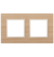 14-5302-11 Рамка на 2 поста, дерево, Эра Elegance, клён+сл.кость  Б0034576  ЭРА
