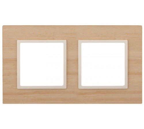 14-5302-11 Рамка на 2 поста, дерево, Эра Elegance, клён+сл.кость  Б0034576  ЭРА