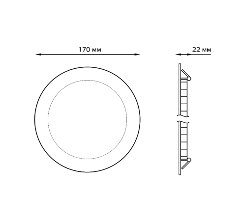 Встраиваемый светильник ультратонкий круглый IP20 12W170х22 O 155 6500K 990лм 1/20  939111312  Gauss