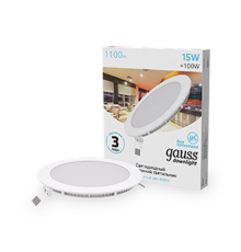 Светильник светодиодный встраиваемый ультратонкий круглый IP20 15W 4100K  939111215  Gauss