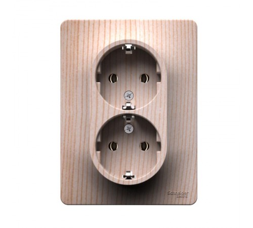 GLOSSA Сосна Розетка двойная с заземлением, 16А, в сборе  GSL001524  SE