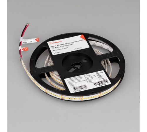 Светодиодная лента RT-A240-10mm 24V Warm3000 (22 W/m, IP20, 2835, 5m) (Arlight, высок.эфф.150 лм/Вт)  038745  Arlight