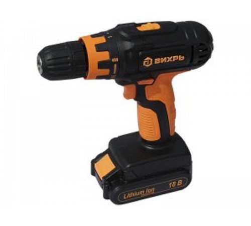 Дрель-шуруповерт аккумуляторная ДА-18Л-2К (2,0 А/ч)  72/14/9  ВИХРЬ