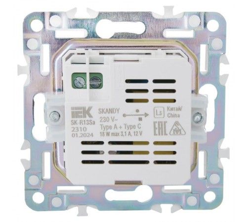 SKANDY Розетка USB A+C 3,1А SK-R14Sh шампань  SK-U22-D31-K37  IEK