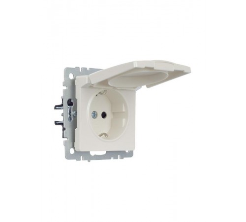 BRITE Розетка с заземлением со шторками с крышкой 16А IP20 РСбш10-3-БрЖ жемчужный   BR-R16-16-K36  IEK