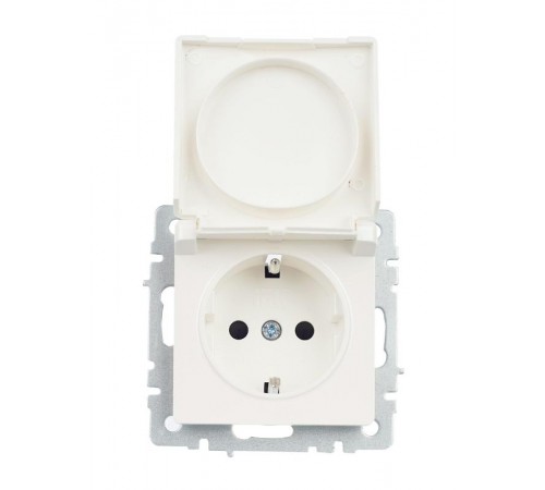 BRITE Розетка с заземлением со шторками с крышкой 16А IP20 РСбш10-3-БрЖ жемчужный   BR-R16-16-K36  IEK