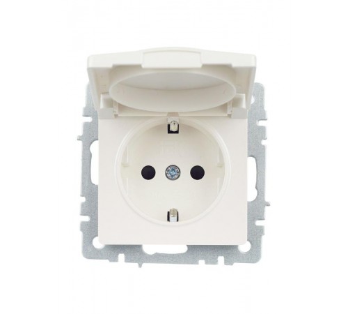 BRITE Розетка с заземлением со шторками с крышкой 16А IP20 РСбш10-3-БрЖ жемчужный   BR-R16-16-K36  IEK