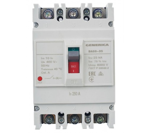 Выкл. авт. ВА66-35 3Р 250А 25кА  SAV30-3-0250-G  GENERICA
